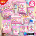 Kawaii Cat Birthday Party Favor Bundle Canva Editable 10 Item Pink Girls Party Cute Cat Water Bottle Chip Bag Invitation Instant Download