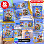 Space Cowboy Birthday Party Favor Bundle Canva | Editable 10 Item Kids Party Kit