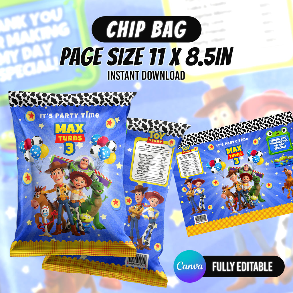 Space Cowboy Birthday Party Favor Bundle Canva | Editable 10 Item Kids Party Kit