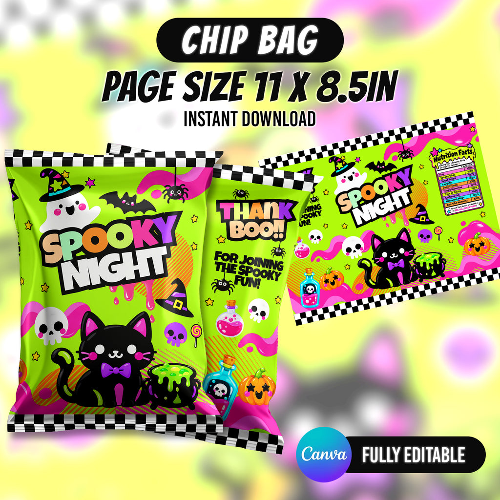 Create spooky Halloween treats with this editable Canva party favor bundle. Customize, download and print your Halloween party designs with PXGFX.