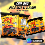 Monster Truck Bash Birthday Party Favor Bundle Canva 10 Item