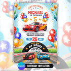 Racing Car Birthday Invitation Canva Editable Race Car Birthday Party Invite