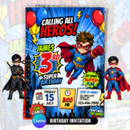 Superhero Birthday Invitation Canva Template | Editable Calling All HerBoy Birthday Invite | Cooes mic Style Party Card | Instant Download
