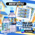 Blue Puppy Birthday Party Favor Bundle Canva Editable 10 Item Kids Party Kit Custom Photo Water Bottle Chip Bag Invitation Digital Download
