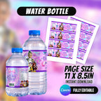 Kpop Theme Birthday Party Favor Bundle Canva | Editable 10 Item Purple Party Kit