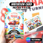 Racing Car Birthday Invitation Canva Editable Race Car Birthday Party Invite