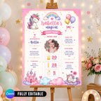 Unicorn 1st Birthday Milestone Board Canva Template 3 Sizes Included