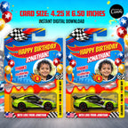 Kids Birthday Toy Car Favor Template Canva Editable Racing Car Party Favor