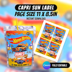 Racing Car Birthday Party Favor Bundle Canva | Editable 10 Item Car Party Kit