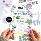 Dinosaur Birthday Party Invitation Canva Template Editable Cute Dino Kids Birthday Invite Card