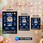 Space 1st Birthday Milestone Board Canva Template 3 Sizes Included Editable Outer Space Baby First Year Sign Poster |