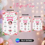 One in a Melon 1st Birthday Milestone Board Canva 3 Sizes Included