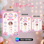 Unicorn 1st Birthday Milestone Board Canva Template 3 Sizes Included