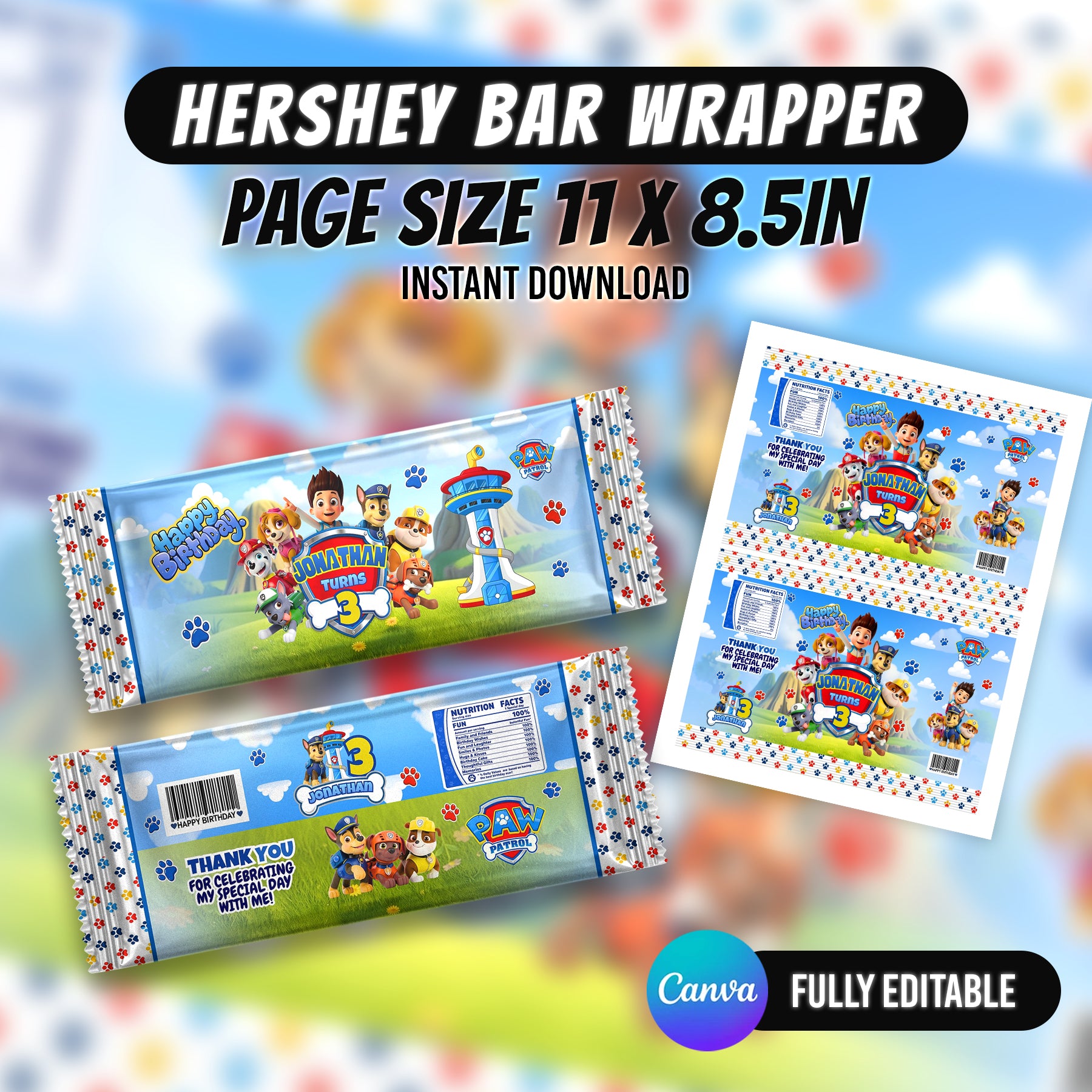 Puppy Rescue Birthday Party Favor Bundle Canva | Editable 10 Item Kids Party Kit