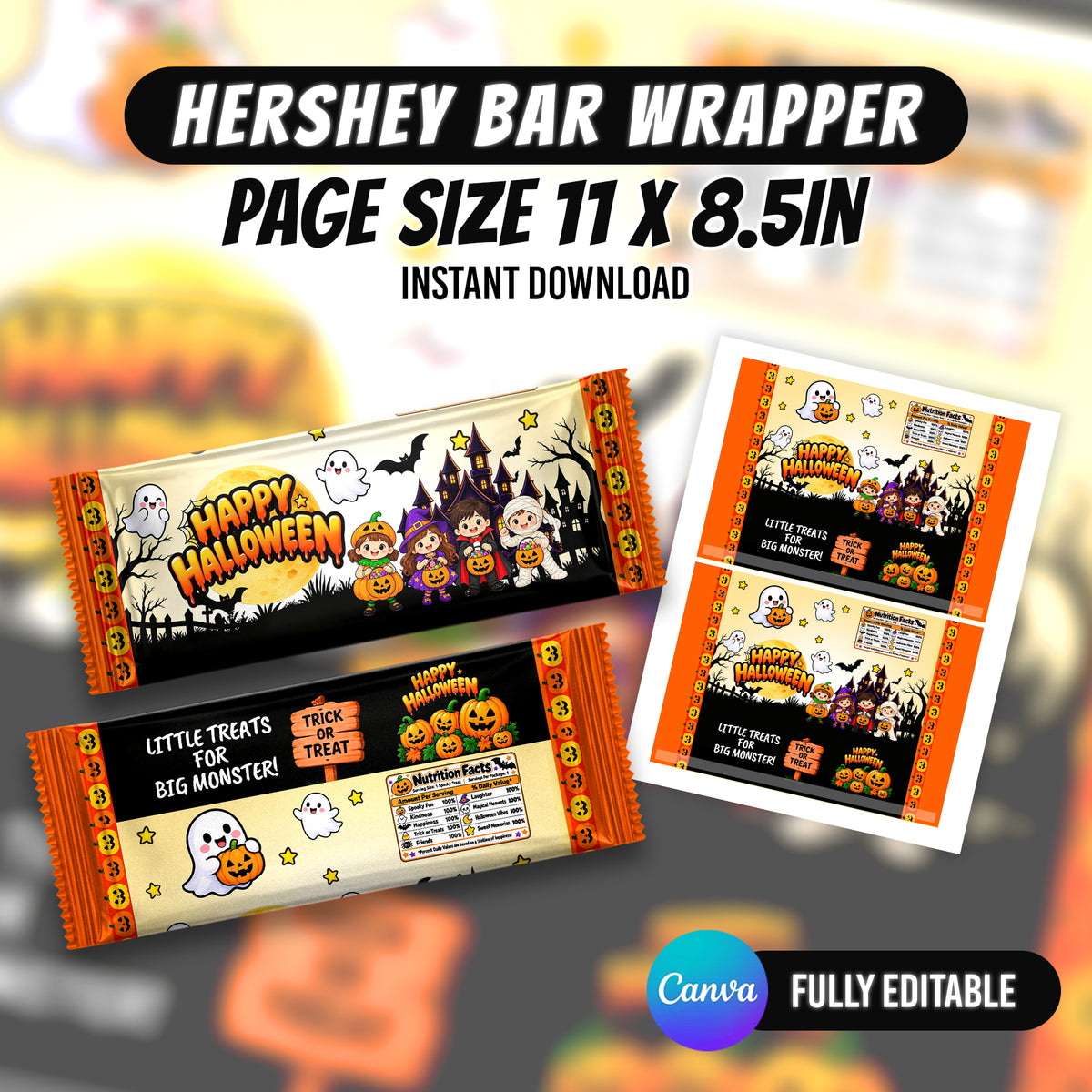 Make Halloween extra spooky with 8 editable Canva party favor templates, including chip bags, bottle labels, candy wrappers and treat packaging. Instant digital download from PXGFX.
