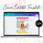 Zoo Birthday Invitation Canva | Editable Safari Animal Birthday Party Invite