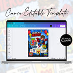 Superhero Birthday Invitation Canva Template | Editable Calling All HerBoy Birthday Invite | Cooes mic Style Party Card | Instant Download
