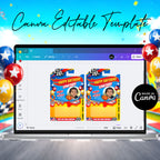 Kids Birthday Toy Car Favor Template Canva Editable Racing Car Party Favor
