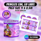 Kpop Theme Birthday Party Favor Bundle Canva | Editable 10 Item Purple Party Kit
