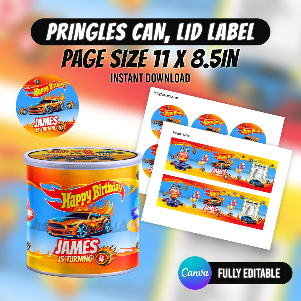 Racing Car Birthday Party Favor Bundle Canva | Editable 10 Item Car Party Kit
