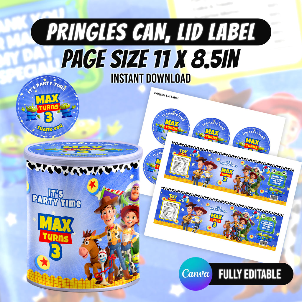Space Cowboy Birthday Party Favor Bundle Canva | Editable 10 Item Kids Party Kit