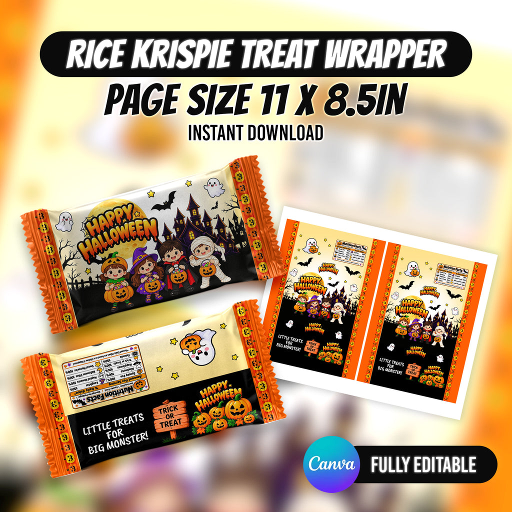 Make Halloween extra spooky with 8 editable Canva party favor templates, including chip bags, bottle labels, candy wrappers and treat packaging. Instant digital download from PXGFX.