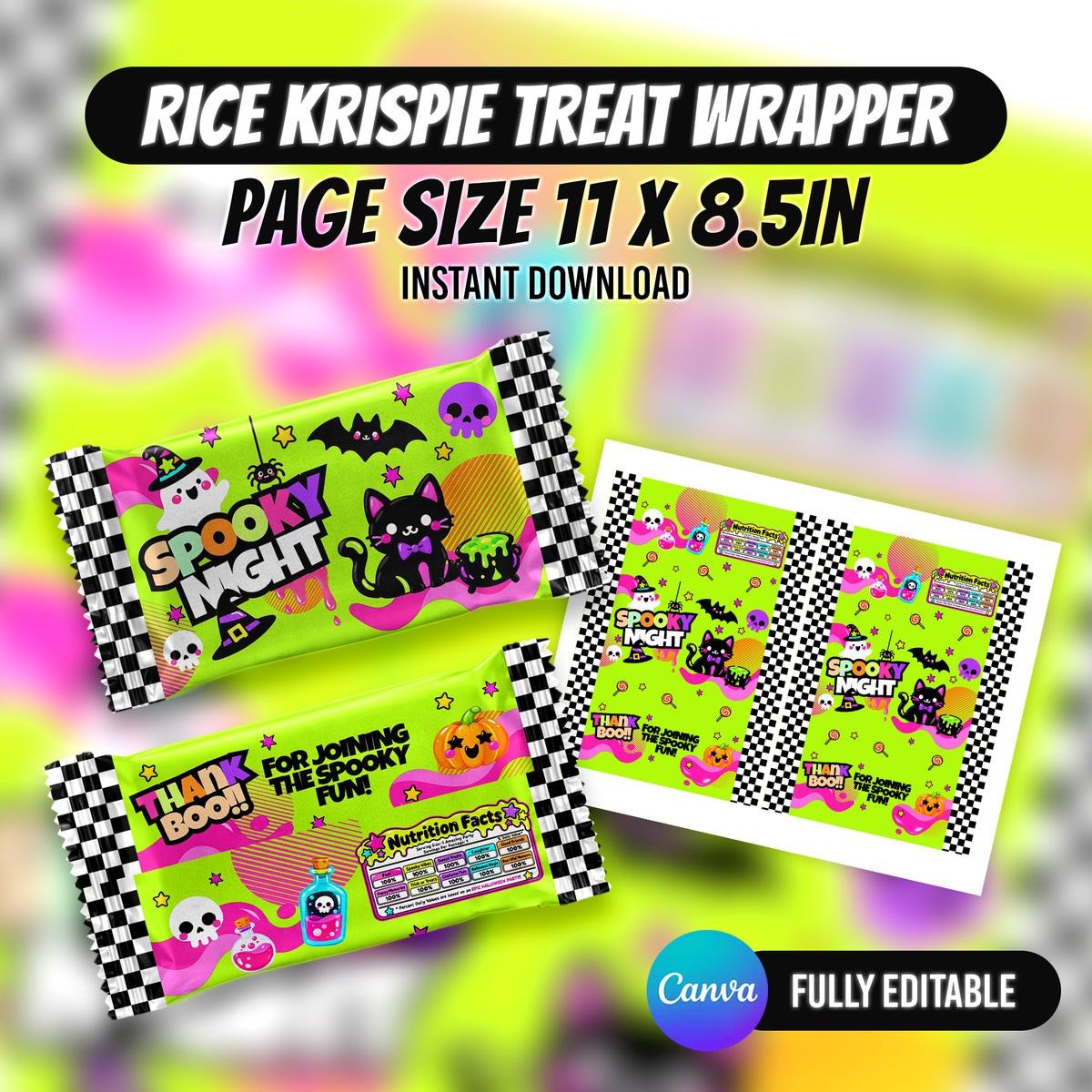 Create spooky Halloween treats with this editable Canva party favor bundle. Customize, download and print your Halloween party designs with PXGFX.