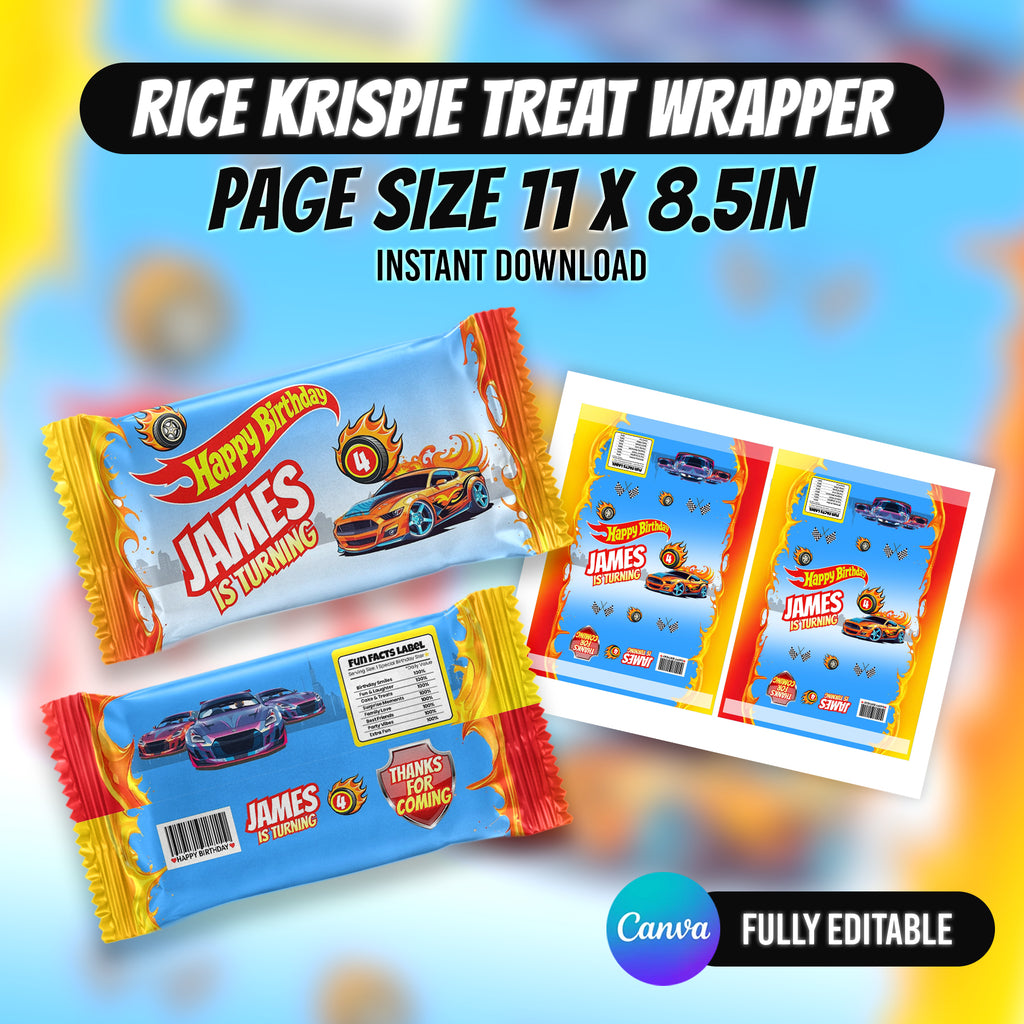 Racing Car Birthday Party Favor Bundle Canva | Editable 10 Item Car Party Kit