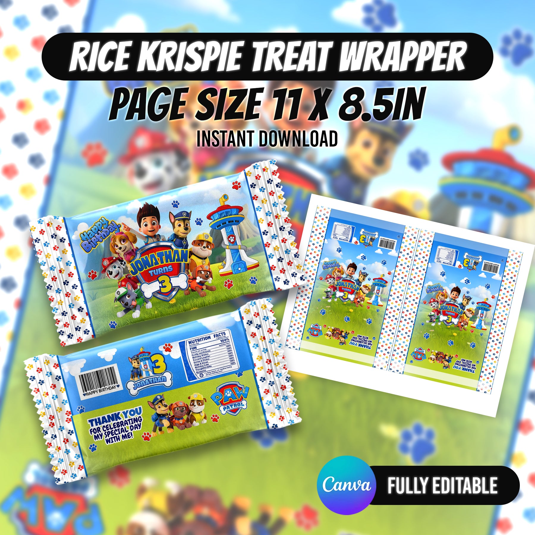 Puppy Rescue Birthday Party Favor Bundle Canva | Editable 10 Item Kids Party Kit