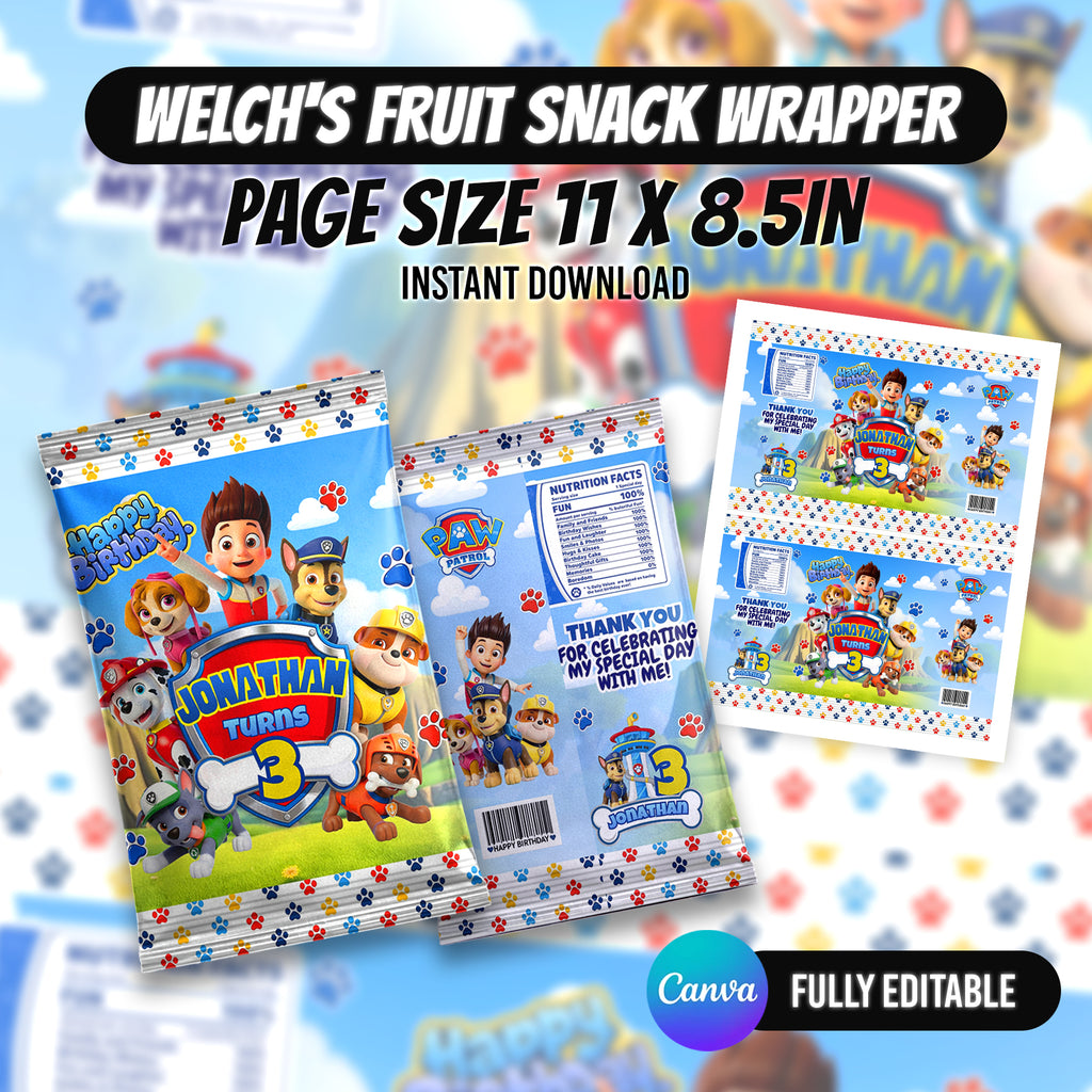 Puppy Rescue Birthday Party Favor Bundle Canva | Editable 10 Item Kids Party Kit