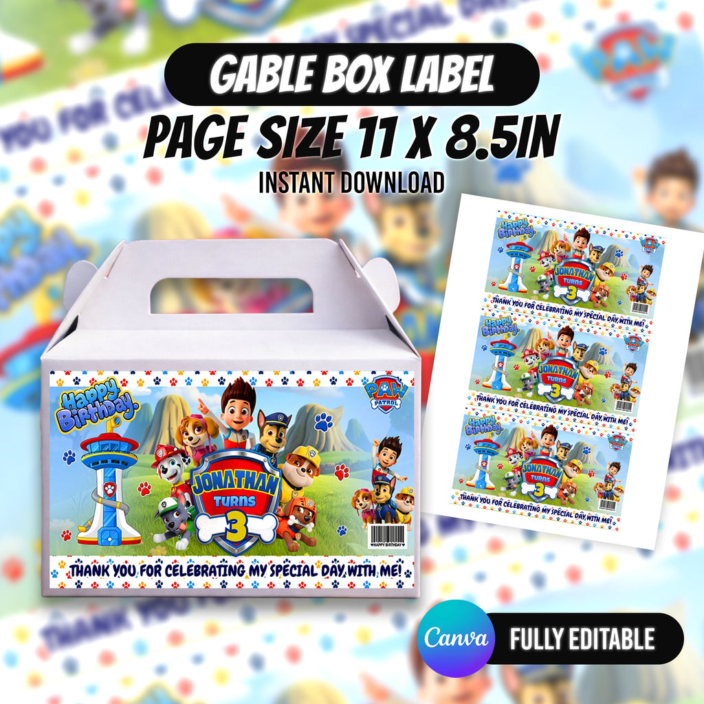 Puppy Rescue Birthday Party Favor Bundle Canva | Editable 10 Item Kids Party Kit