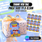 Space Cowboy Birthday Party Favor Bundle Canva | Editable 10 Item Kids Party Kit