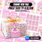 Kawaii Cat Birthday Party Favor Bundle Canva Editable 10 Item Pink Girls Party Cute Cat Water Bottle Chip Bag Invitation Instant Download