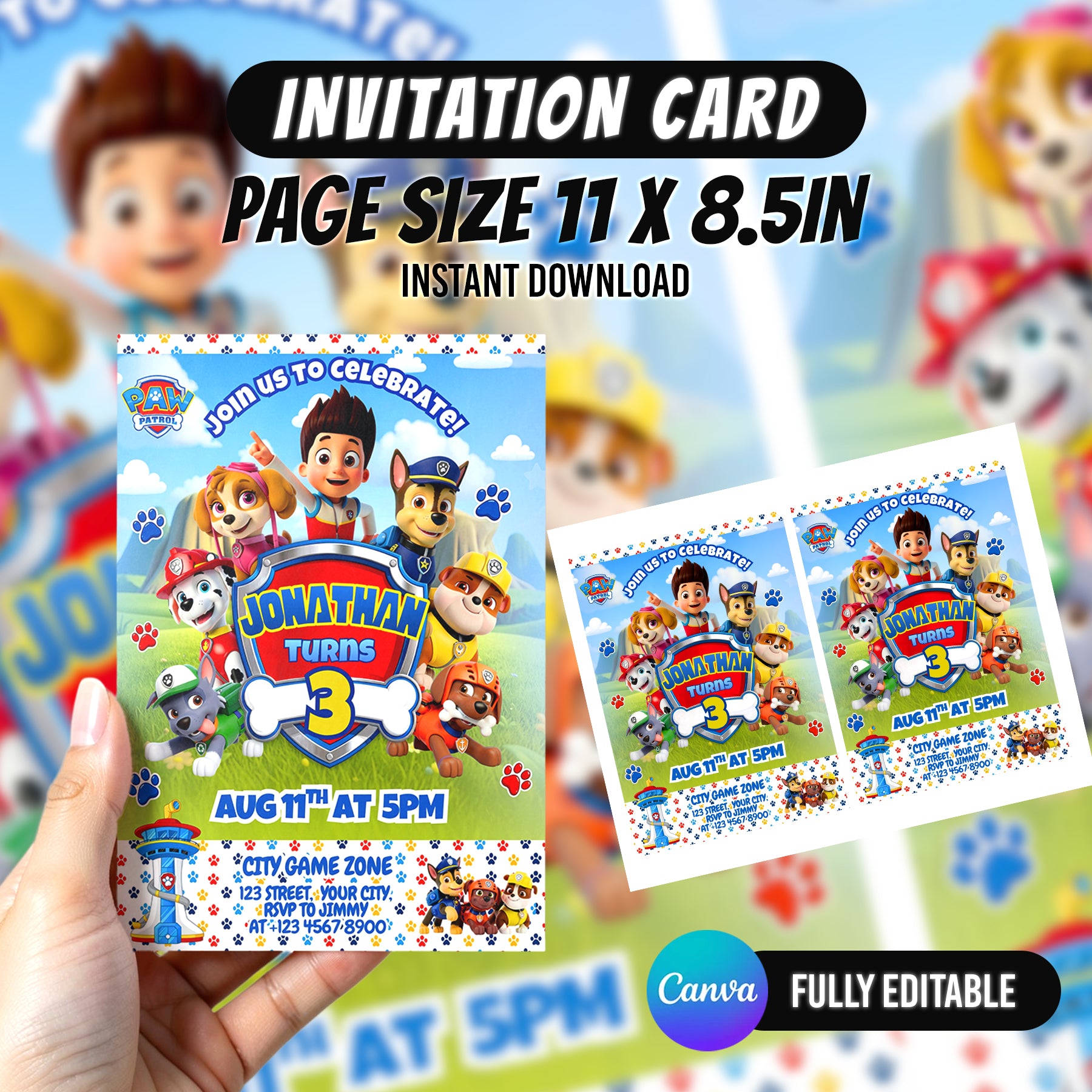 Puppy Rescue Birthday Party Favor Bundle Canva | Editable 10 Item Kids Party Kit