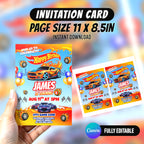 Racing Car Birthday Party Favor Bundle Canva | Editable 10 Item Car Party Kit