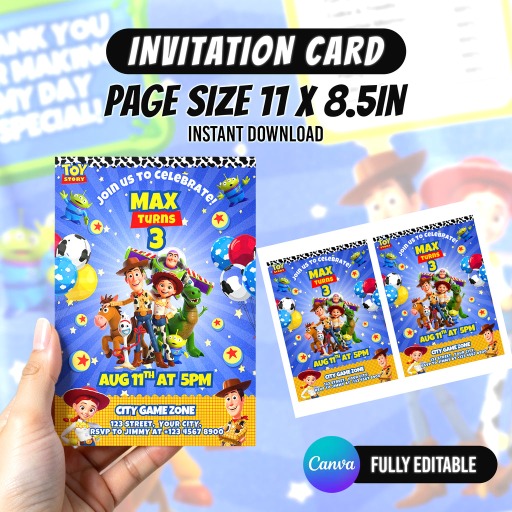 Space Cowboy Birthday Party Favor Bundle Canva | Editable 10 Item Kids Party Kit