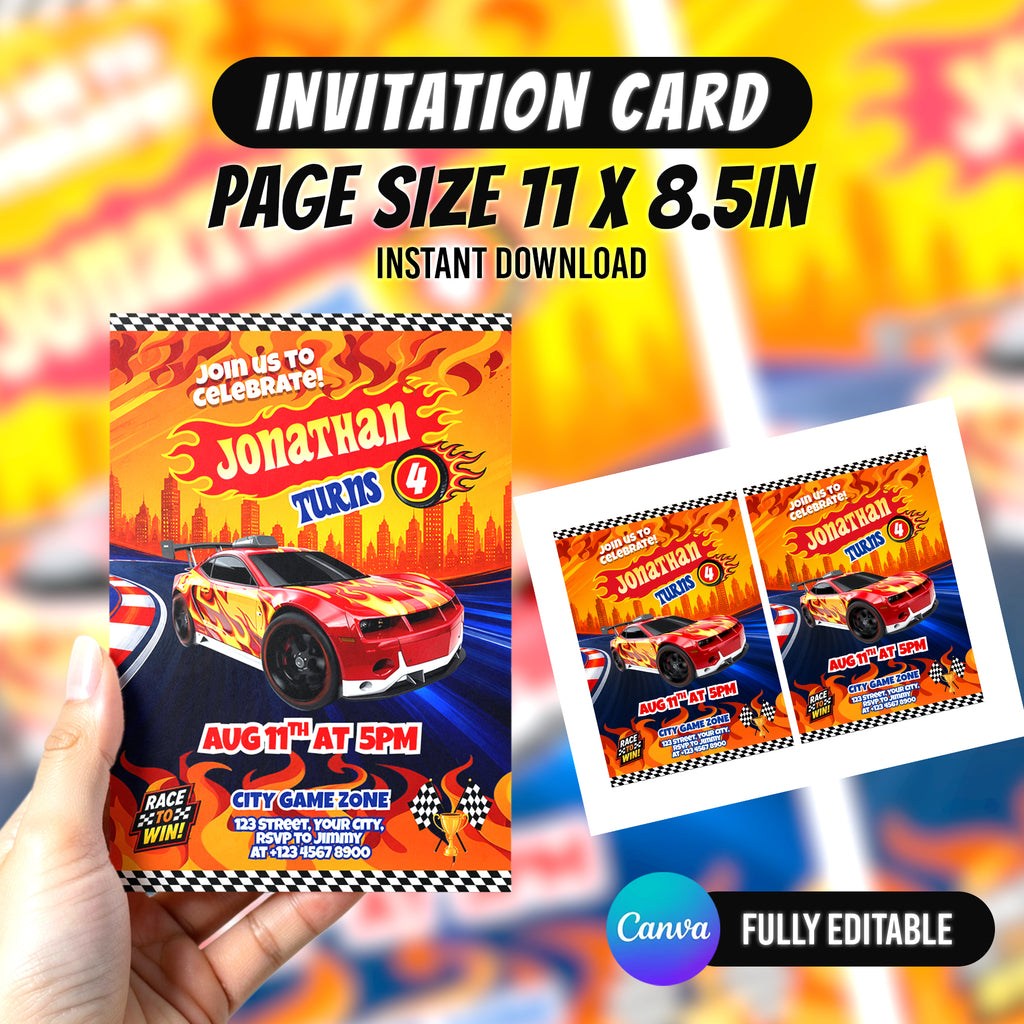 Race Car Birthday Party Favor Bundle Template | Editable Canva Racing Party Printables | 10 Favor Items | Kids Birthday Decorations