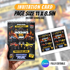 Monster Truck Birthday Party Favor Bundle Canva Editable 10 Item Boys Party Boom Crash Water Bottle Chip Bag Invitation Instant Download