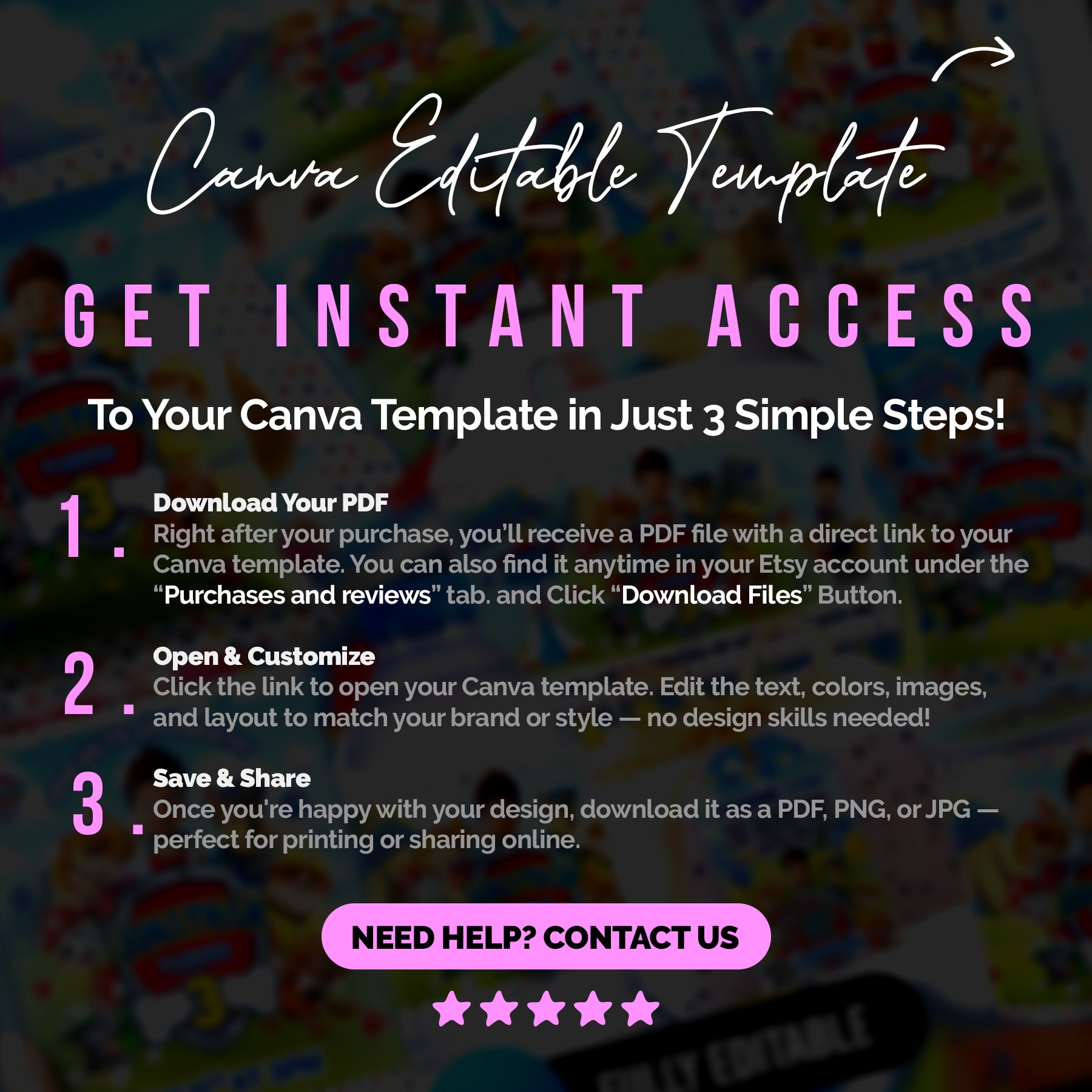 Puppy Rescue Birthday Party Favor Bundle Canva | Editable 10 Item Kids Party Kit