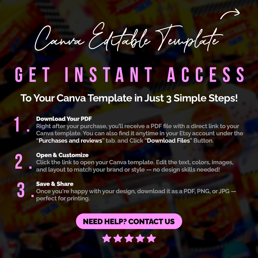 Race Car Birthday Party Favor Bundle Template | Editable Canva Racing Party Printables | 10 Favor Items | Kids Birthday Decorations