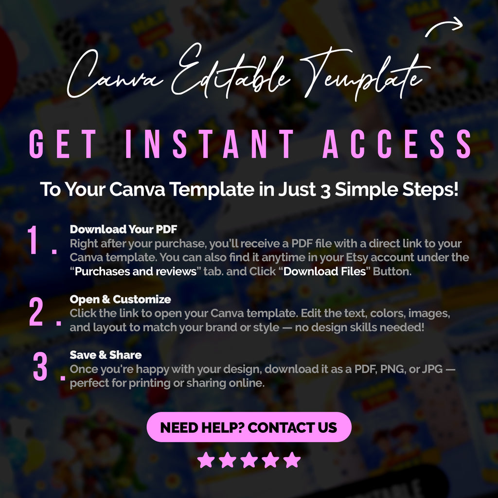 Space Cowboy Birthday Party Favor Bundle Canva | Editable 10 Item Kids Party Kit