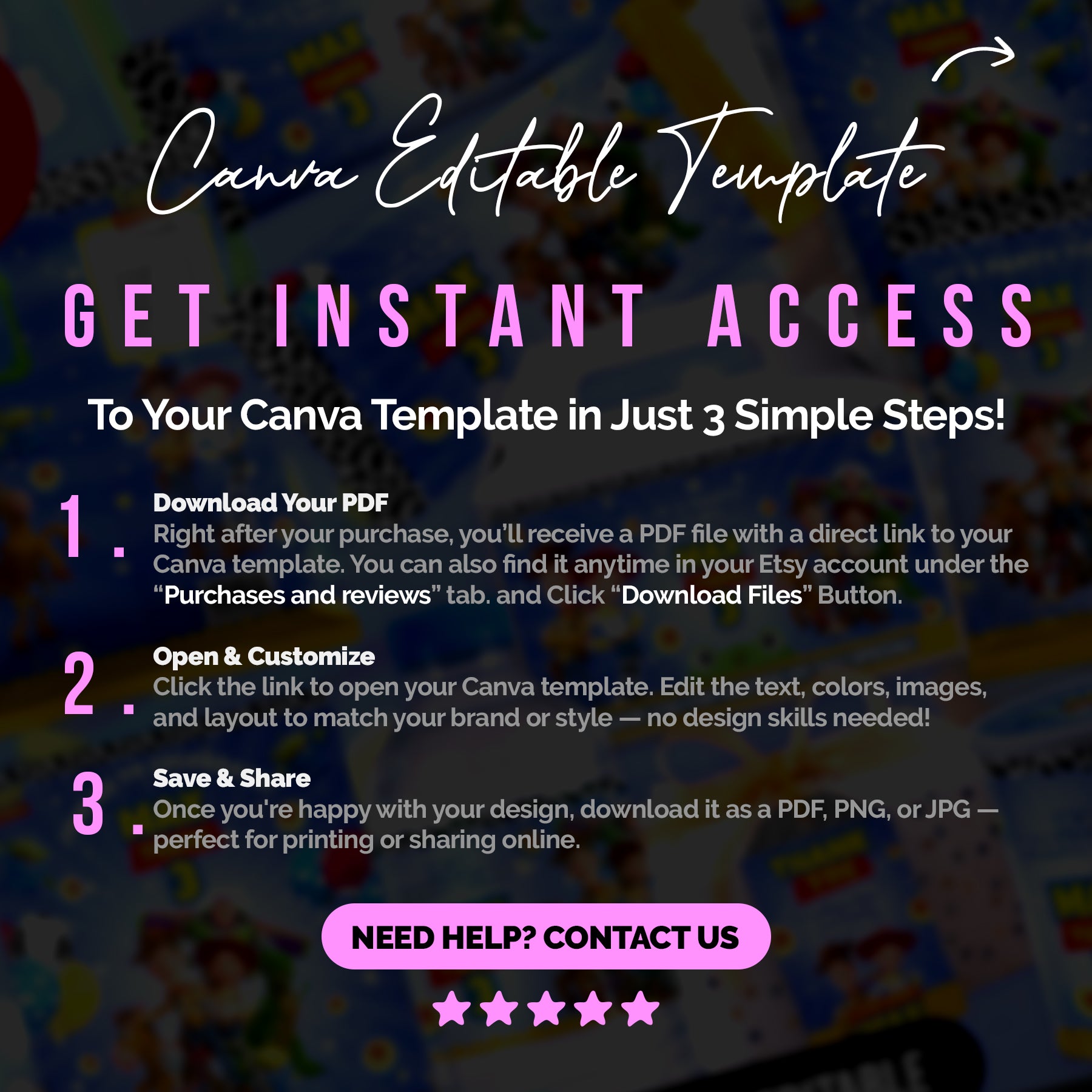 Space Cowboy Birthday Party Favor Bundle Canva | Editable 10 Item Kids Party Kit