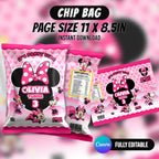 Minni Mouse Birthday Party Favor Bundle Editable Canva Birthday Party Kit 10 Favor Items