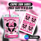 Minni Mouse Birthday Party Favor Bundle Editable Canva Birthday Party Kit 10 Favor Items