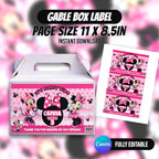 Minni Mouse Birthday Party Favor Bundle Editable Canva Birthday Party Kit 10 Favor Items