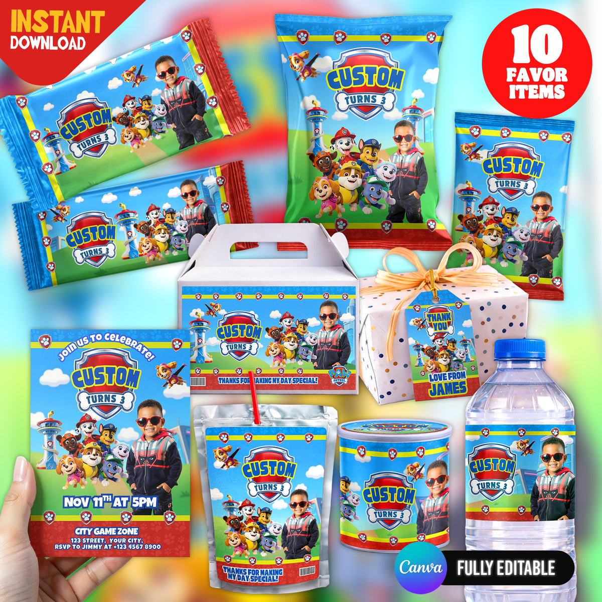 Paw Patrol Theme Birthday Party Favor Bundle