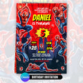 Spider Superhero Birthday Invitation Canva Comic Theme Party Printable