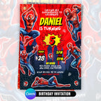 Spider Superhero Birthday Invitation Canva Comic Theme Party Printable