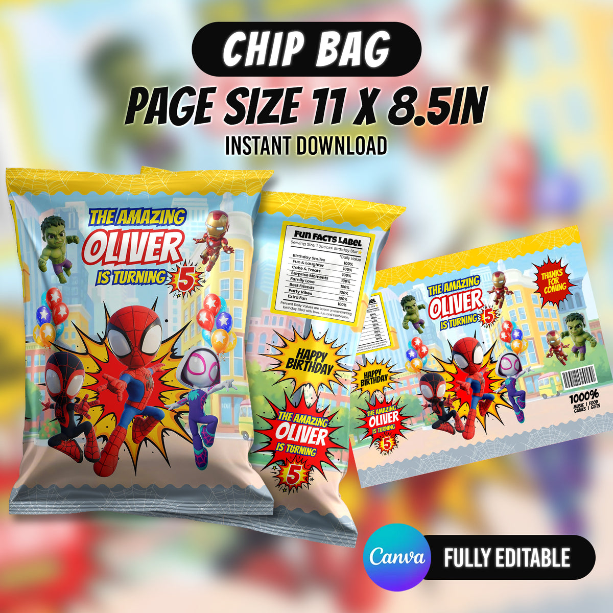 Spider Superhero Birthday Party Favor Bundle 10 Party Favor Items