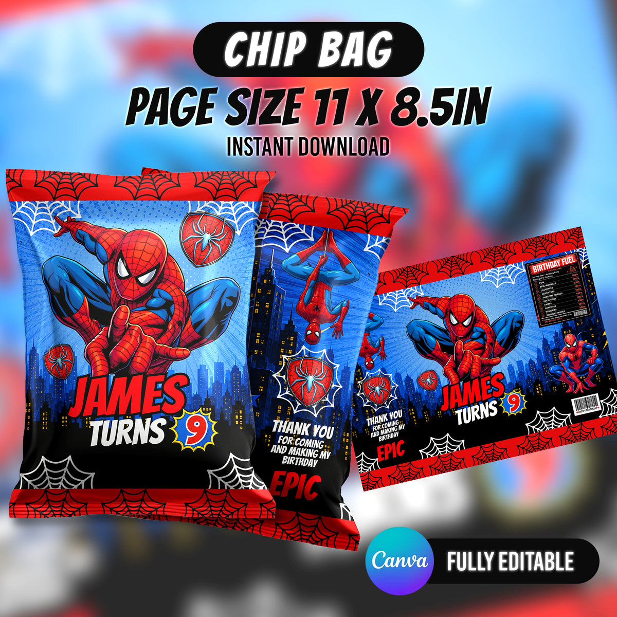 Spider Superhero Birthday Party Favor Bundle 10 Party Favor Items Canva